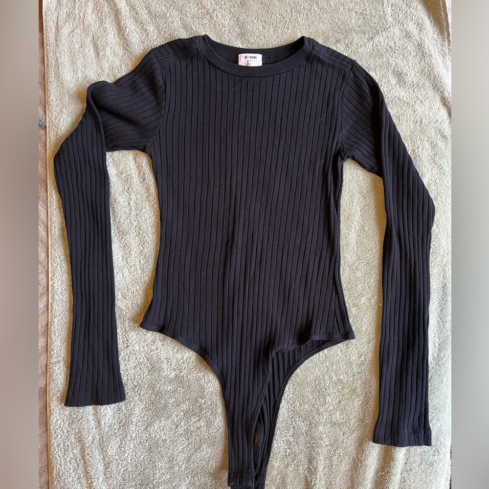 RE/DONE Ribbed Bodysuit - Black - Medium